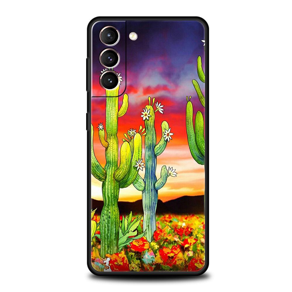 Plant Cactus Case for Samsung Galaxy S24 S23 S22 S20 S21 FE Ultra S24 S23 S10 S10E S9 S8 Plus 5G Silicone Phone Cover Capas Bags