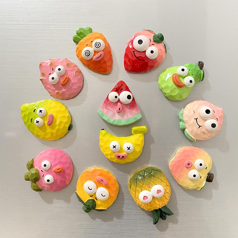 3Pcs Cartoon Funny Fridge Stickers Cute & Creative Resin 3D Refrigerator Stickers Magnetic Kitchen Decor