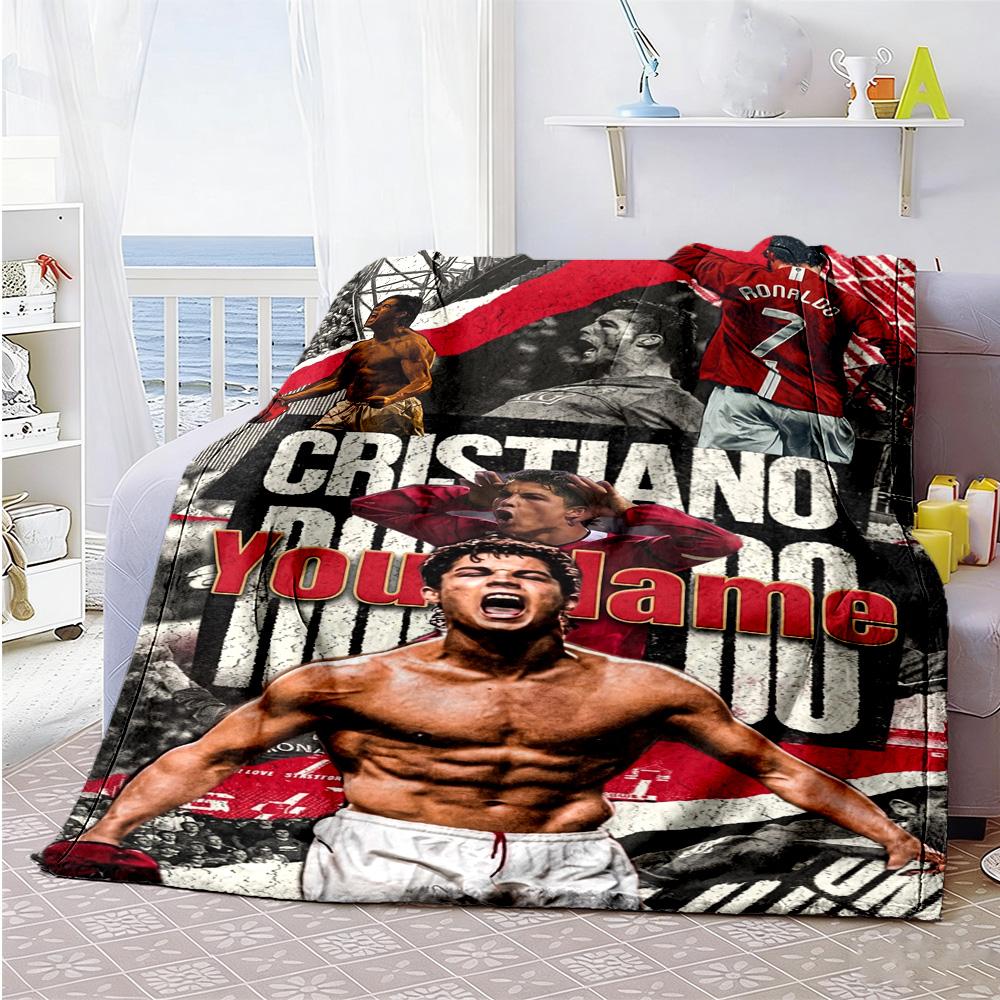 Cristiano Ronaldo 72 Personalisierte Decke Überwurf Personalisierte Decke Weich Warm Gemütlich Großartig für Bettwäsche Nickerchen Bett Heimdekoration Ideal für Alle Jahreszeiten