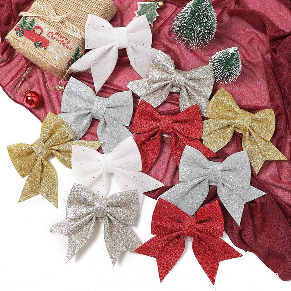 Christmas Tree Holiday Ornament with Glitter Bow Pendant Designed for Festive Scene Decoration Lightweight and Easy to Hang