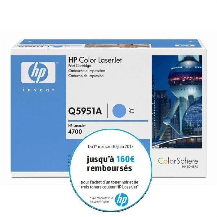 TONER HP 643A (Q5951A) cyan - cartouche authentique pour imprimantes HP Color LaserJet 4700