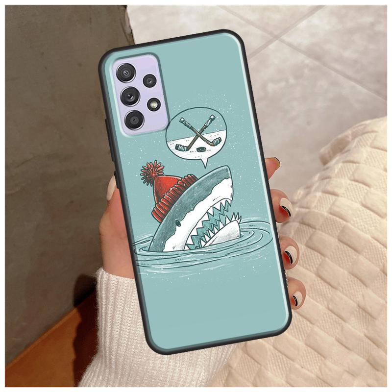 Cartoon Sharks Case For Samsung Galaxy A14 A34 A54 A12 A22 A32 A42 A52 A13 A23 A33 A53 A50 A51 A71 Cover