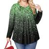 Women's Plus Size Fashion Printed Casual Pleated Round Neck Long Sleeve Top