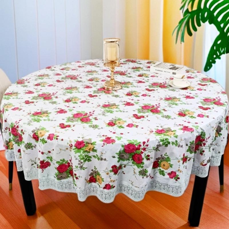 Waterproof & Oilproof Round Tablecloth: Anti-Scald, Wash-Free Dining & Coffee Table Cover, Luxurious New Pastoral Style.