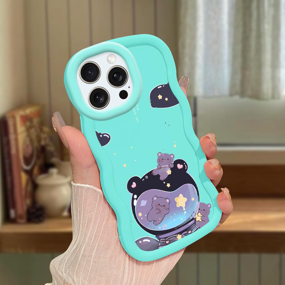 Big Wave Edge Soft Silicone Material Macaron Phone Case Shockproof Protective Rubber Casing for iPhone Samsung Huawei Honor Xiaomi Redmi OnePlus Moto