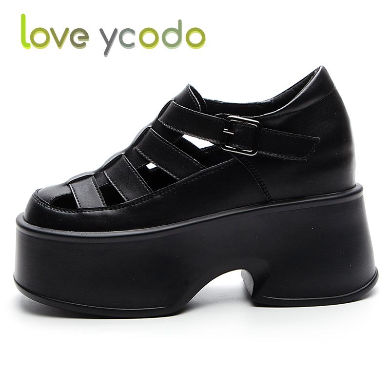 love ycodo Επώνυμα γυναικεία και φοιτητικά καλοκαιρινά σανδάλια από φυσικό δέρμα με χοντρές σόλες