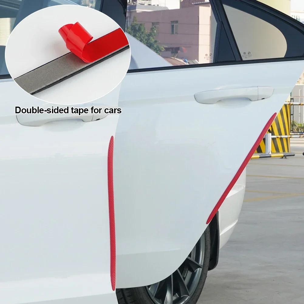 4pcs Carbon Fiber Car Door Edge Protector Strip Anti Collision Sticker Car Bumper Guard Corner Protection Crash Rubber Strips