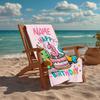 Serviette de plage ultra-douce personnalisée avec thème Dinosaure, Idéale pour la piscine - Camping, Plongée - Essentiel de voyage parfait, Serviette de plage vibrante.