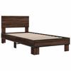 Brown Bed Frame with Oak Effect 75 X 190 Cm Wood Based Material & Metal