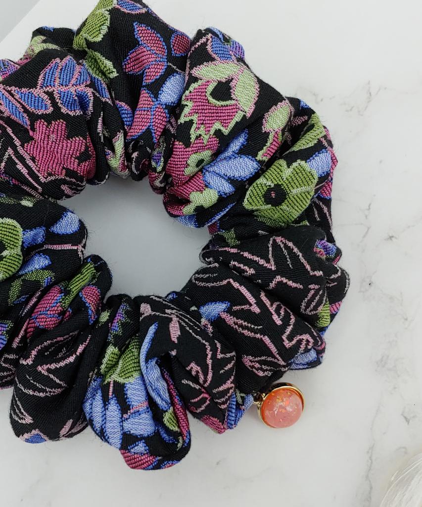 Maia Rose Jacquard Scrunchie Hair Tie - Blue Purple