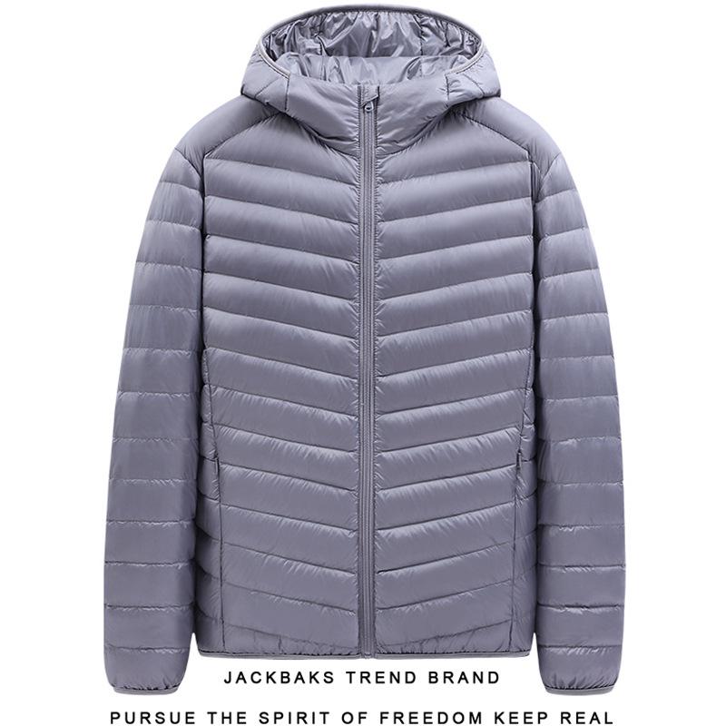 Men's Autumn/Winter Hooded Down Cotton Jacket, Large Size, Loose Fit, Short, Stand-Up Collar, Lightweight, Casual, Warm.