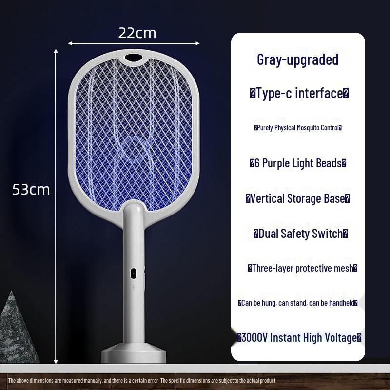 

Перезаряжаемая мухобойка и лампа-уничтожитель комаров Le Xue Er: Мощная электрическая мухобойка 2-в-1 с автоматической приманкой для домашнего использования. Includes USB Cable