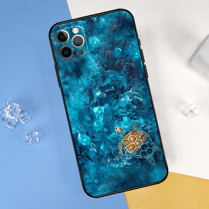 Ocean Sea Turtle Phone Case For iPhone 16 Pro Max 12 13 Mini 11 14 15 Pro Max XR 16 15 Plus 16e Cover Shell