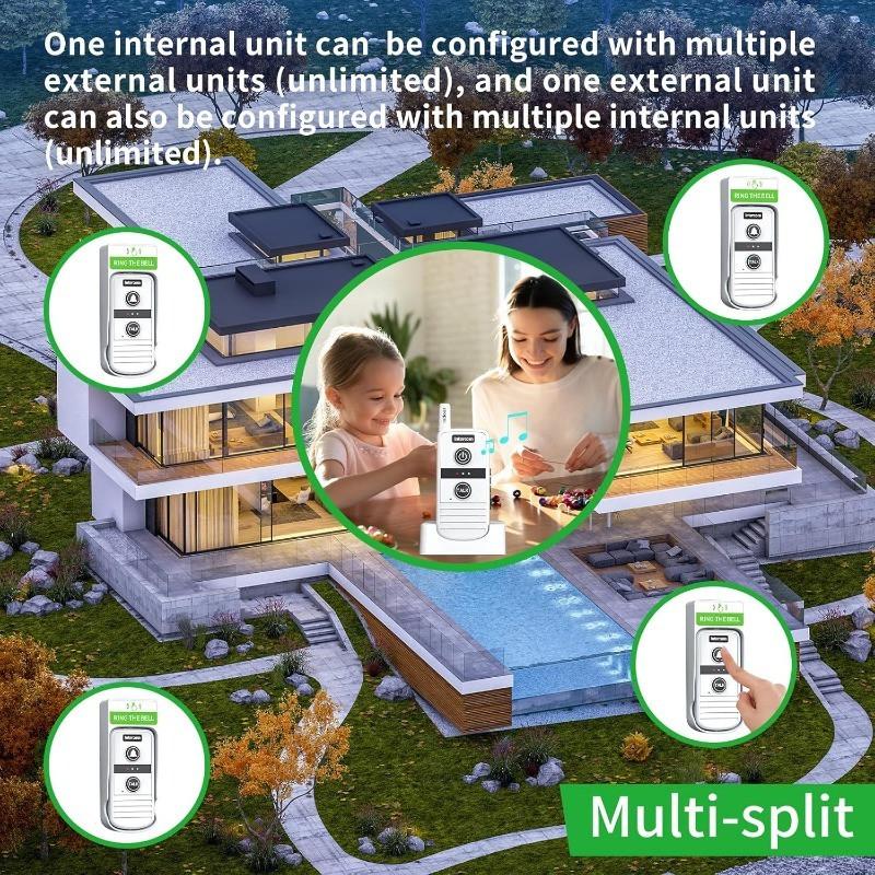 3000M 3 Volume Levels Door Chime Kit Long Range Wireless Doorbell Two-way Communication Home Office Wireless Intercom System
