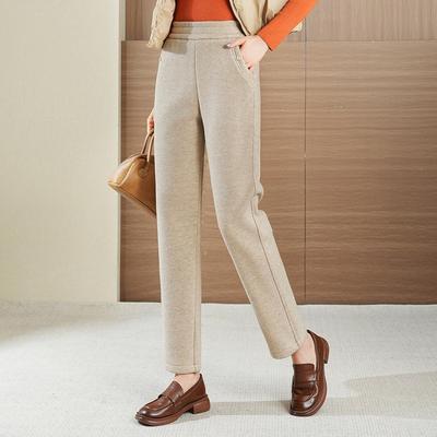 Mom's New Autumn and Winter Loose Wool Pants for Middle-aged and Elderly Women's Winter High-waist Casual and Fashionable Straight-leg Trousers