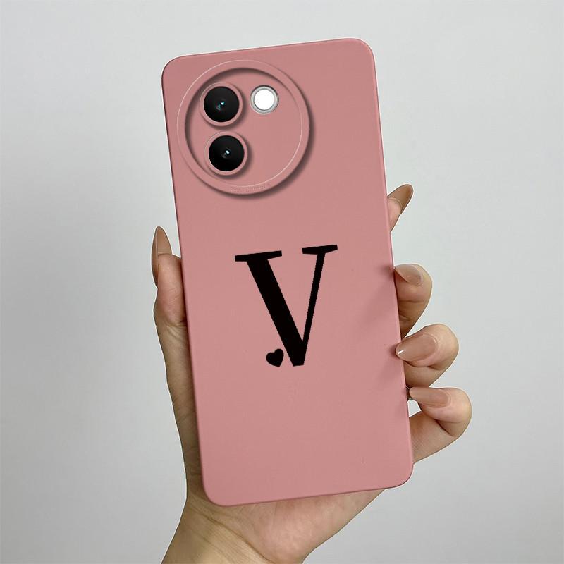 For Vivo V30e Case Vivo V30E 5G V2340 V2339 Phone Case Cute Initial Letters ShockProof Matte Silicone Soft Protective Back Cover