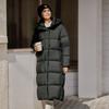 Li Ning Hot Pot Down Series Loose Hooded Solid Color Cold Resistant Outdoor Warm Versatile Long Down Jacket Women outerwear Black AYMU232-4