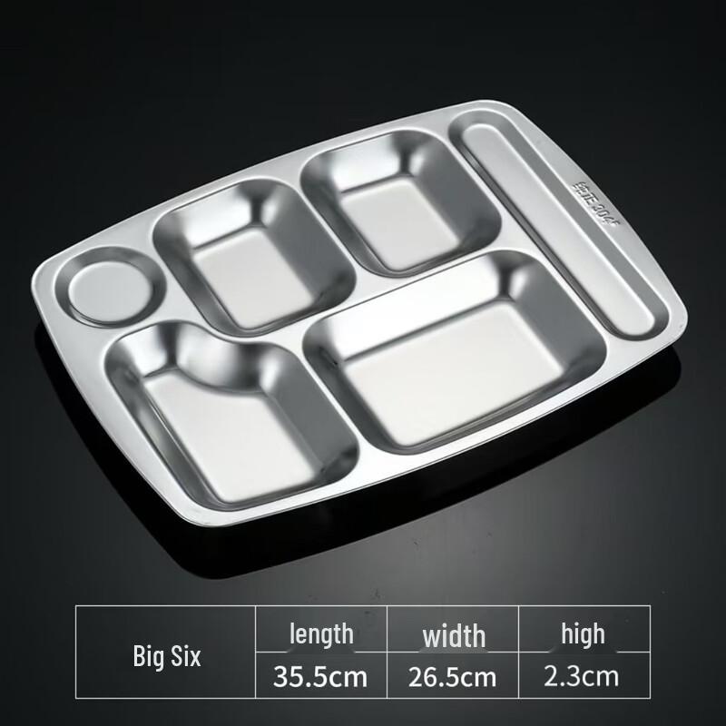 Yipan 304 Stainless Steel 6-Compartment Deep Meal Tray