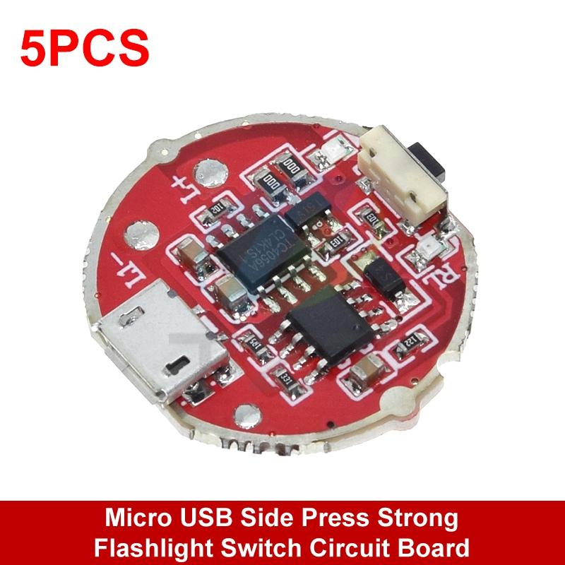 Micro USB / TYPE-C USB Side Press Strong Light Torch Driver Board Three-Speed Control Switch Circuit Board Accessories 10w Watt