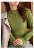 Women's Black Wool Semi-High Neck Base Layer Sweater - Soft, Comfortable, Slimming Fit for Autumn/Winter.