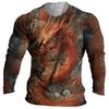 3D Print Cats Graphic Men's T-Shirts Fashion Creative Design Long Sleeve Round Neck Pullover Tops Autumn Casual Comfortable Tees