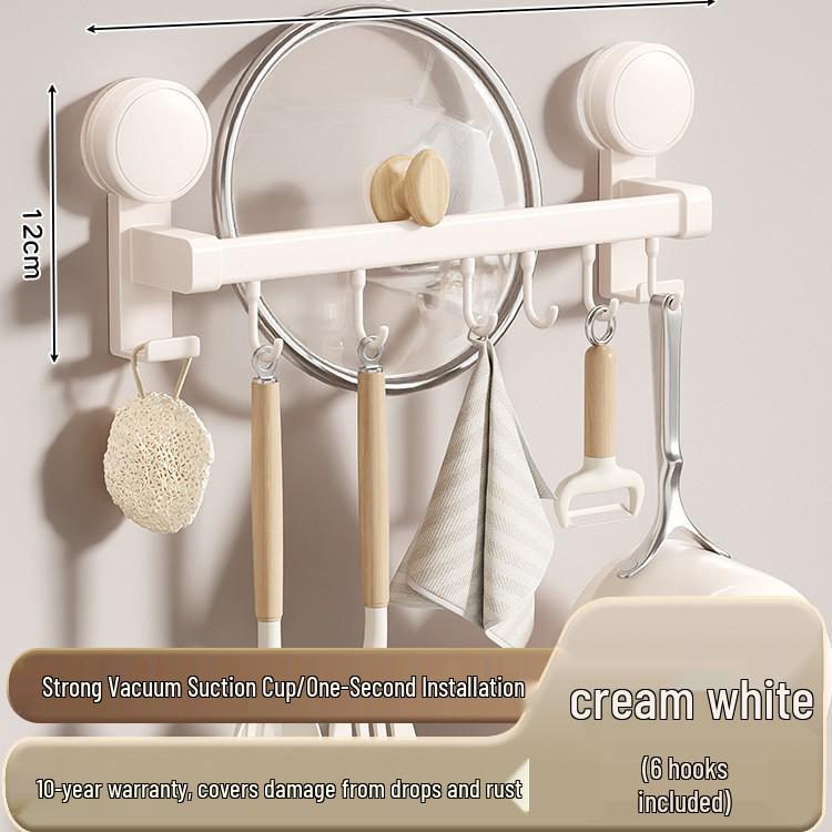 Suction Cup Kitchen Hook: No-Drill Wall-Mounted Storage Rack for Spatulas, Spoons & Knives