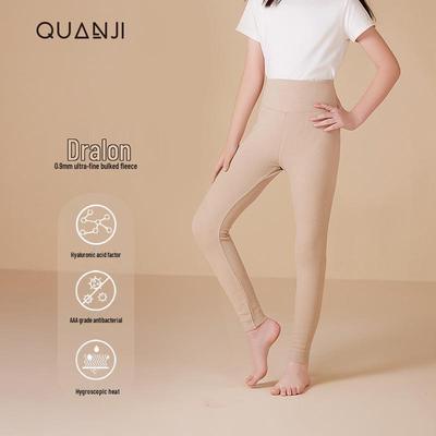 Dziecięce legginsy polarowe: Spodnie termiczne z wysokim stanem, modelujące brzuch, podwójnie drapane, na jesień/zimę