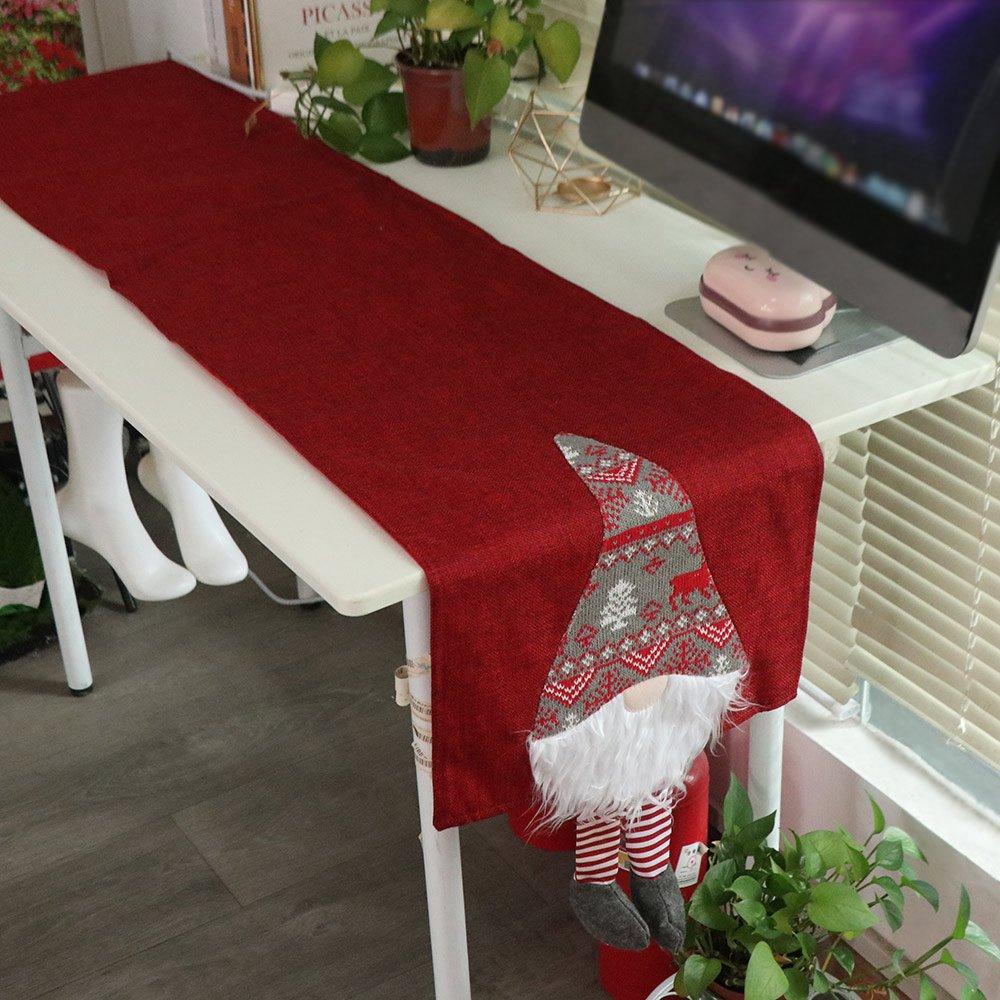 34x212cm Christmas Elf Table Runner Long Table Cover Dacron Table Runner New Year