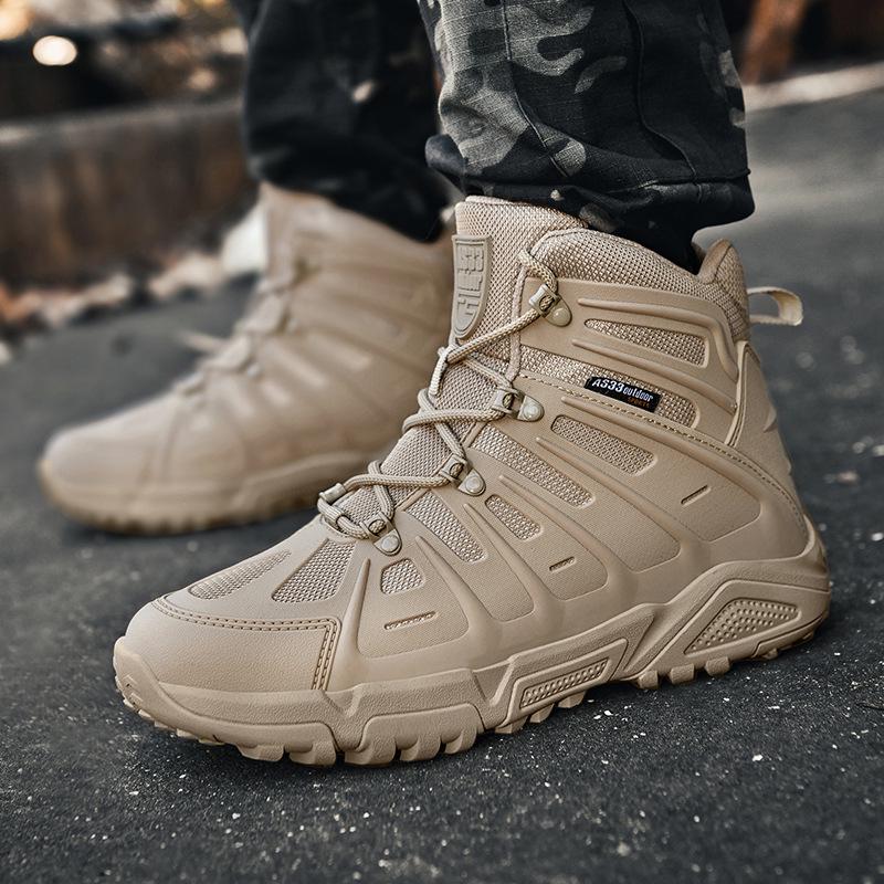 All-Season Tactical Combat Boots: Wear-Resistant, Breathable, Mid-Top Desert Boots for Outdoor Hiking and Training