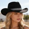 Crystal Pendant, Fringed Felt, Western Cowboy Hat, Big Head Circumference Hat, Autumn and Winter Top Hat, Women's French Fashion