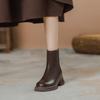 Brown Women's Spring and Autumn Versatile Martin Boots British Elastic Boots Platform Short Boots