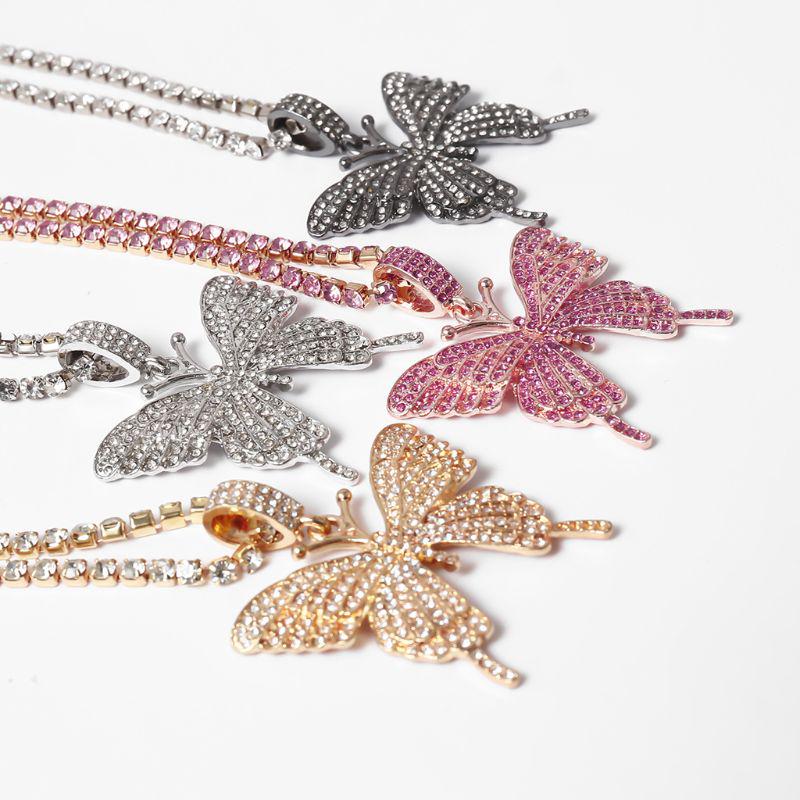 Fashion 3D for Butterfly Pendant Necklace Sparking Crystal Pave for Butterfly Necklace Cubic Zircon Necklace Jewelry Dec