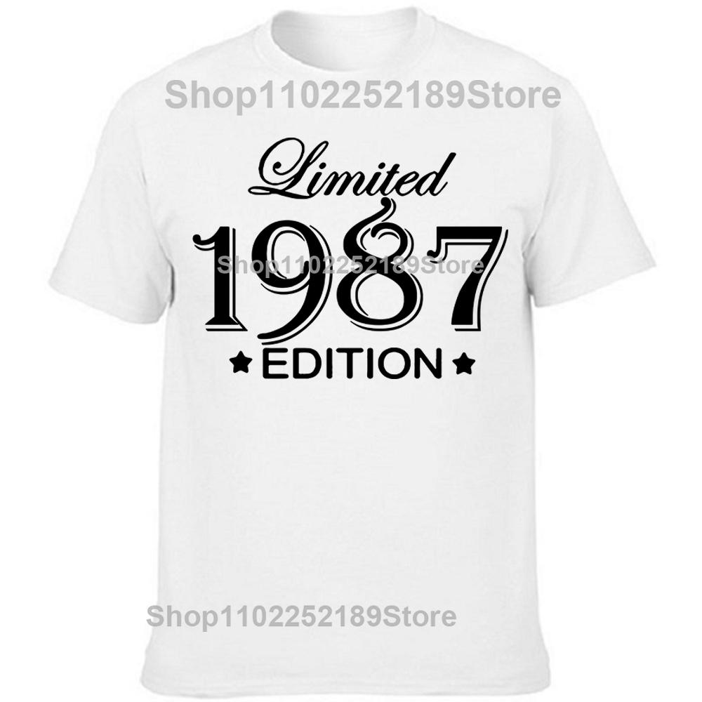 Novelty Awesome 1987 38 Years Old T Shirts Tee Tops Round Neck Short-Sleeve Fashion Tshirt Clothing Casual Basic T-shirts