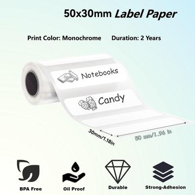 30mm Color Sticker Label White Thermal Label 57mm BPA Free for Peripage A6 Cute Cat C9 Paperang P1 Phomemo T02 Junk Jingle