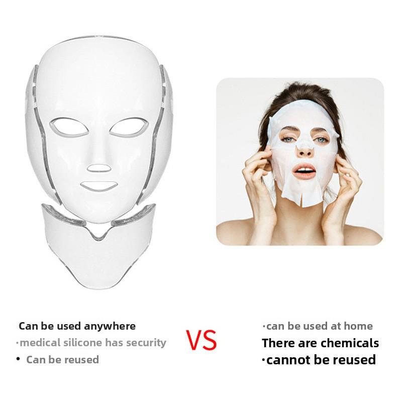 Colorful Face Photon Beauty Mask Household with Neck Skin Care Mask Color Light LED Skin Rejuvenation Beauty Instrument
