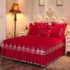 3PCS/Set Home Bedroom Textile Princess Lace Quilted Bed Cover Bedspread Polyester Cotton Luxury Bed Cover Jupes