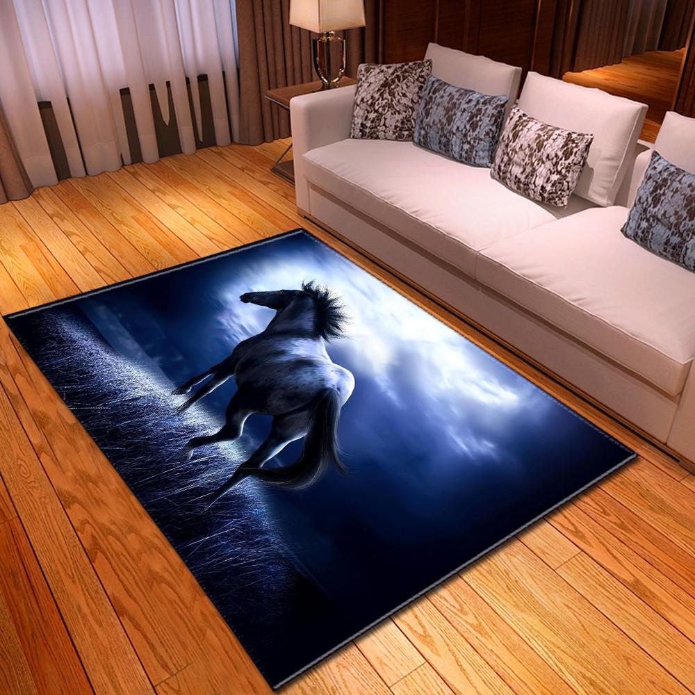 

Ковер для гостиной с лошадью, большой ковер с 3D-принтом лошади, ковры для пола спальни, ковер для гостиной, детский игровой ковер для геймеров, фланелевый коврик, противоскользящий 40x60cm