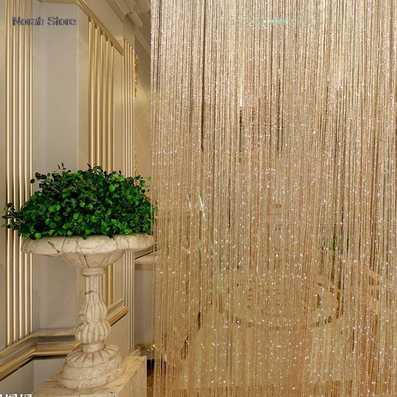 Cheaper Shiny Tassel Silver Line String Curtain 100x200cm Fashion Valance For Living Room Divider Wedding hotel Home Decoration