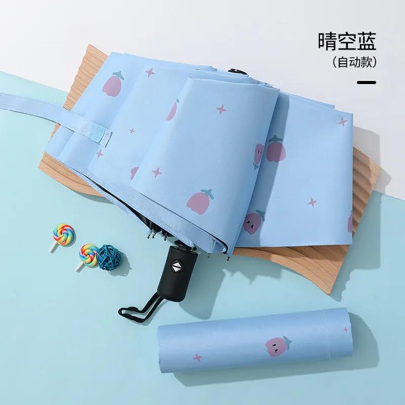 Automatiskt UV-skydd Paraply Solparasoll Solskydd Vikbart paraply Vinyl Tecknad Djur Regn Eller Glans Dubbel användning Paraply