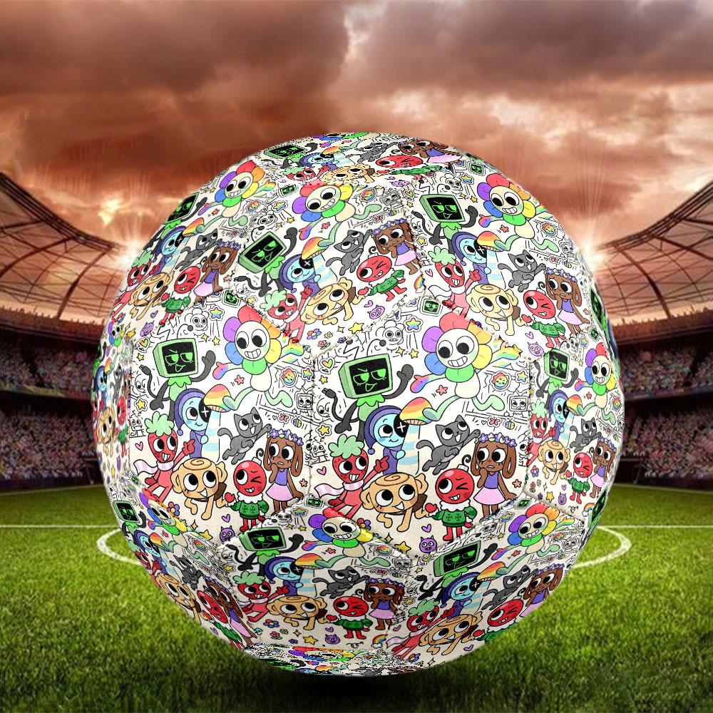 Dandy's World Print Size 5 Soccer Ball, Standard Match Football for Sports Game and Team Practice, Ideal Gift for Soccer Fans