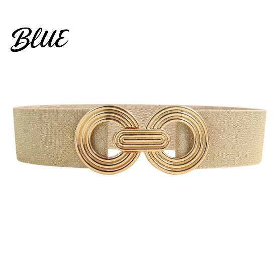 Wide Elastic Waist Belt 75cm Women's Belt, Stretch Fashionable with Slimming for Daily Commute Geometric Metal Buckle, Dress Corset Accessory