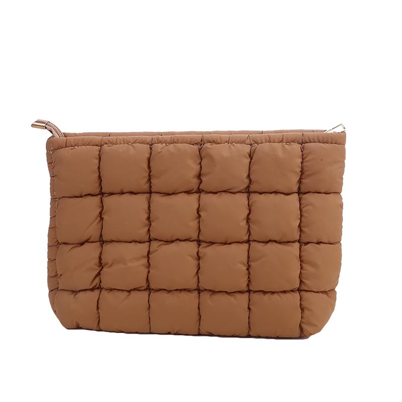 Dámská kosmetická taštička Bavlněná polstrovaná prošívaná kosmetická taštička Velkokapacitní organizér na make-up Tote taška Jednobarevné kosmetické kabelky