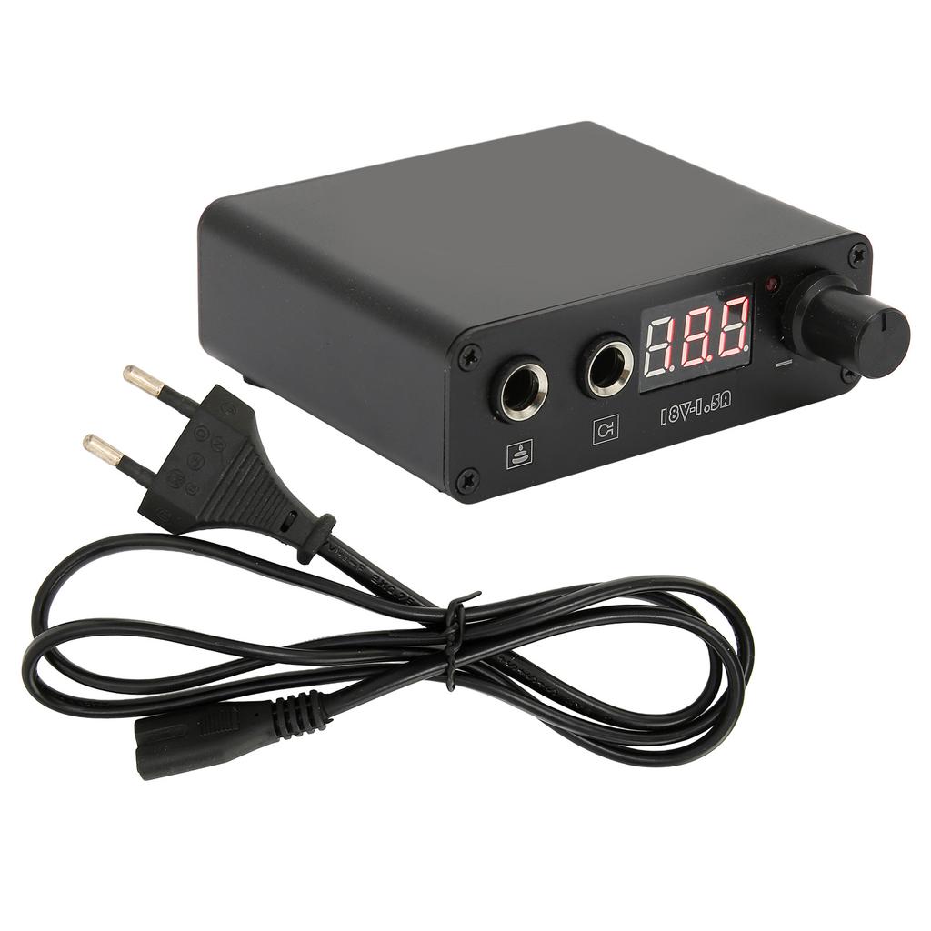 Black Aluminium Alloy Tattoo Machine Power Supply High Accuracy with LED Digital Display for Tattoo