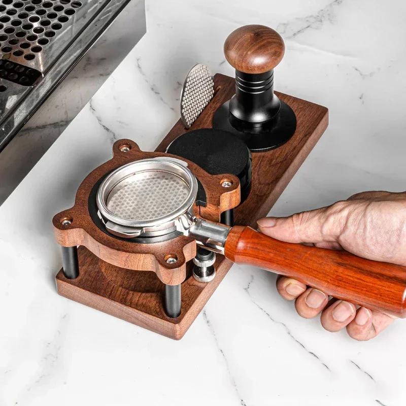 Wooden Espresso Tamper Rack 51/53/58mm Portable Manual Espresso Tamping Station for Cafe Office Restaurant Countertop Home Use