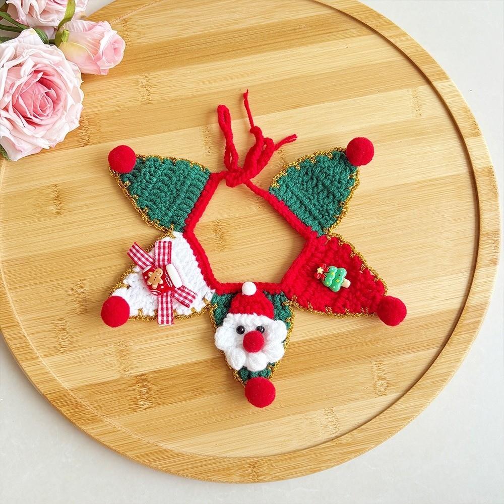 Soft Texture Pet Tree Hat Handmade Knit Kitten Collar Christmas Cat Scarf Small Dogs