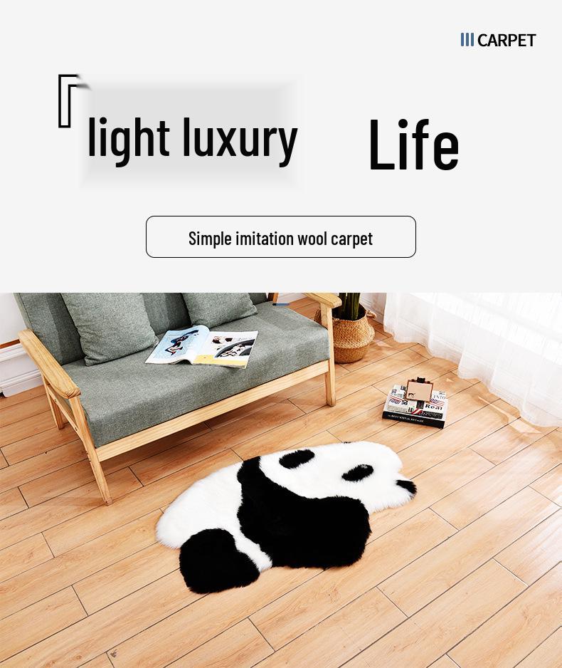 Long Pile Cartoon Animal Children's Bedroom Rug - Cute Faux Wool Bedside Floor Mat