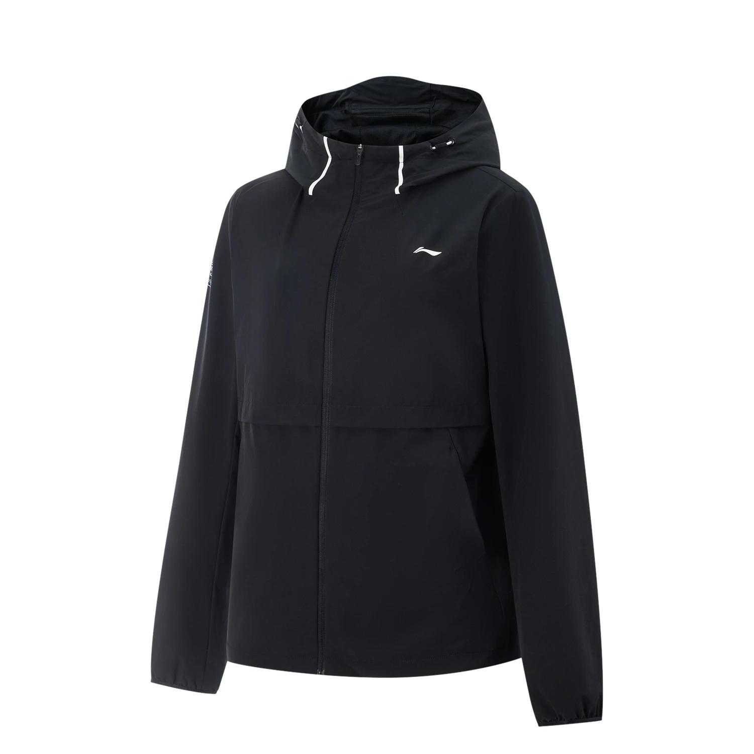 Li-Ning Однотонная толстовка на молнии с капюшоном, свободная, универсальная спортивная куртка, женская куртка AFDV686-1 XXL