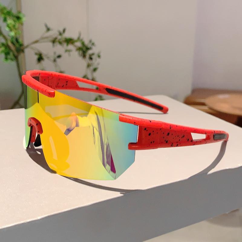 

Большие мужские солнцезащитные очки с круглым зеркалом, для езды на велосипеде, с защитой от ультрафиолета, модные ветрозащитные защитные очки для вождения