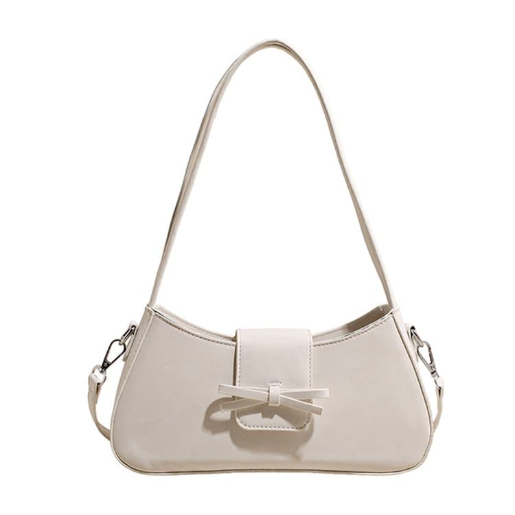 Сумка-подмышка женская через плечо с декором в виде банта белый