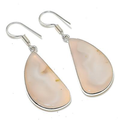 Natürlicher Lake Superior Achat Handgefertigt 925 Sterlingsilber Ohrring 1.89" Y2P76
